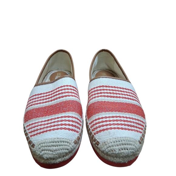 Michael Kors Mathilde Espadrille Heavy Canvas Women Shoes Red White Stripe Woven - Picture 2 of 7